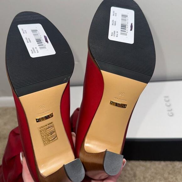 Gucci Lisa Over-the-Knee Thigh High Leather Boots Romantic Cerise Red Size 38 - Picture 8 of 14